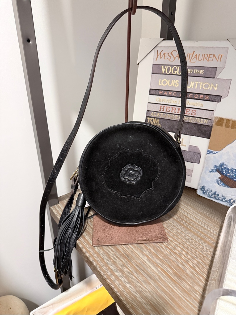 Black Round Crossbody Bag with Tassel - Unbranded - Picture 1 of 4